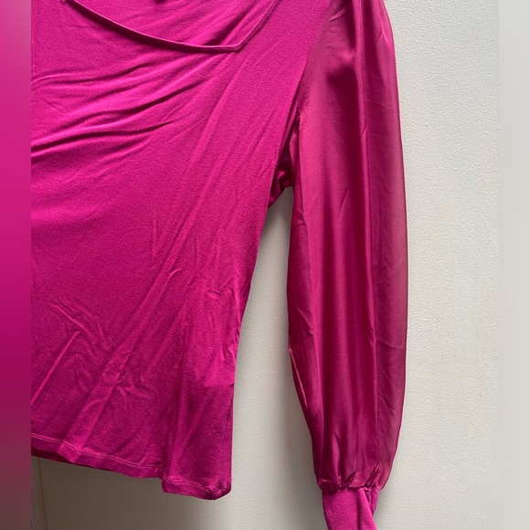 eloquii raspberry square neck top with sheer sleeves plus size - Picture 2 of 2